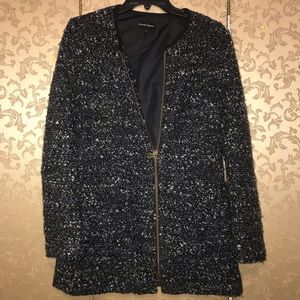 Nanette Lepore Black Marled Tweed Jacket Coat 6
